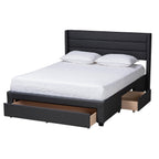 Baxton Studio Braylon Platform Storage Bed, Queen, Charcoal Grey/Dark Brown (232-13079-HiT)