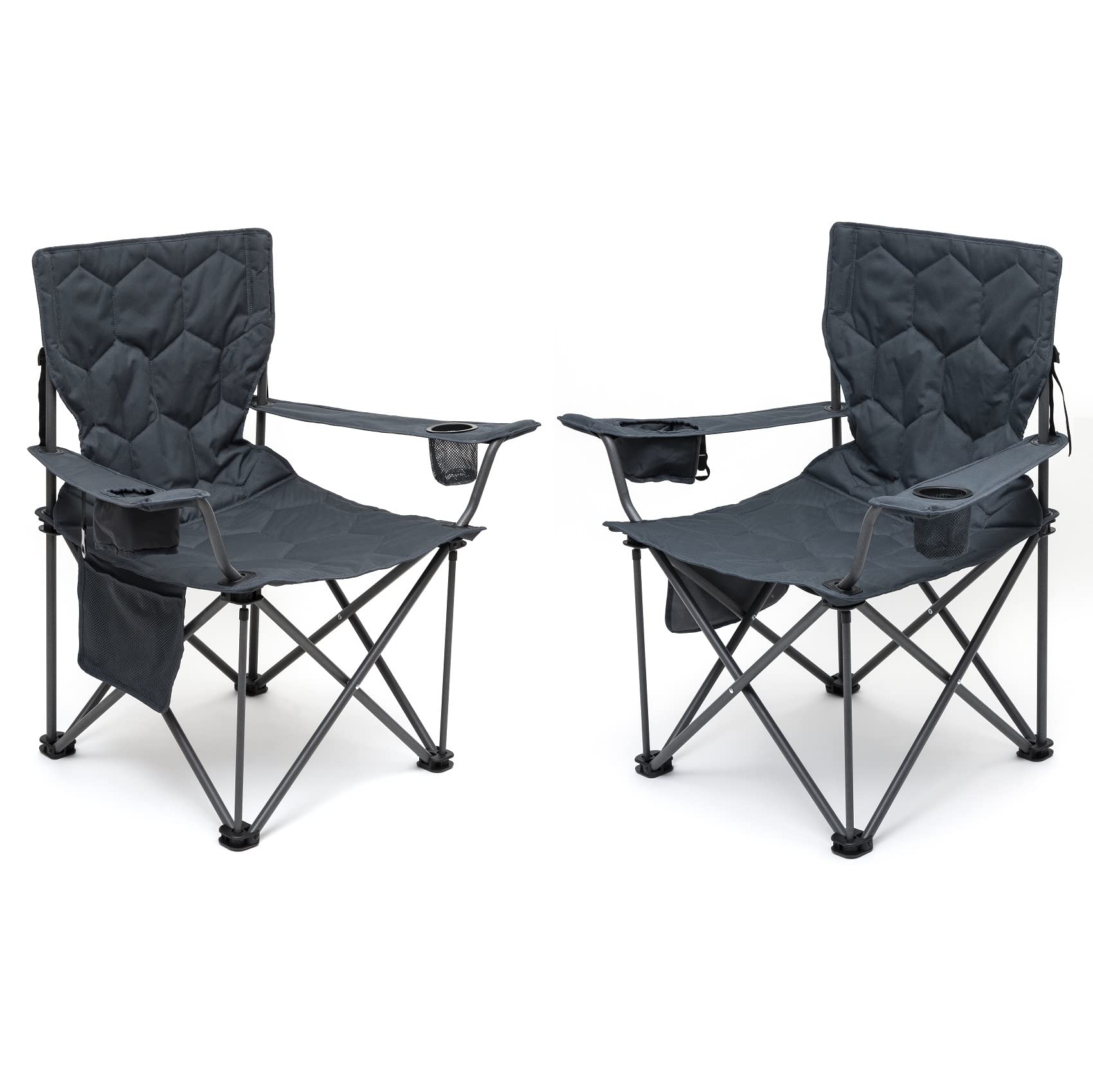 SUNNYFEEL Oversized Folding Camping Chair 2 Pack 500 LBS Heavy Duty Lawn Chairs with Portable Folding with Armrest, Cup Holder, 