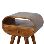 Chestnut Circular Nightstand with Open Slot