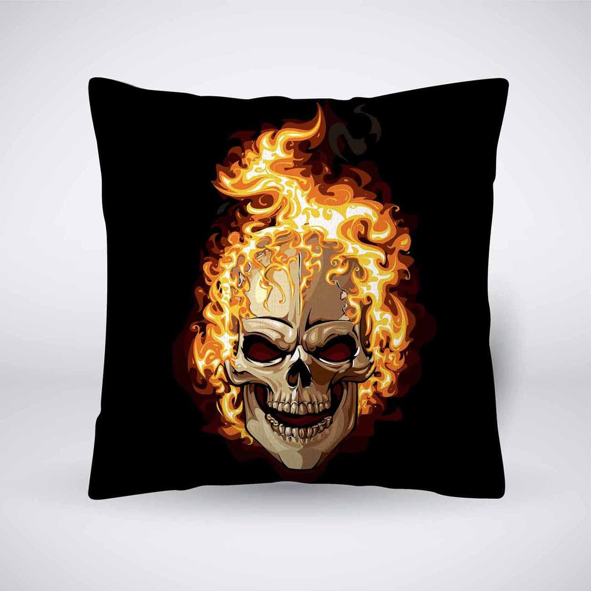 Pehede Throw Pillow Cover Burning Skull Head Cotton Linen Pillow Case Decorative For Sofa Couch Chair Bedroom 18X18 Inch