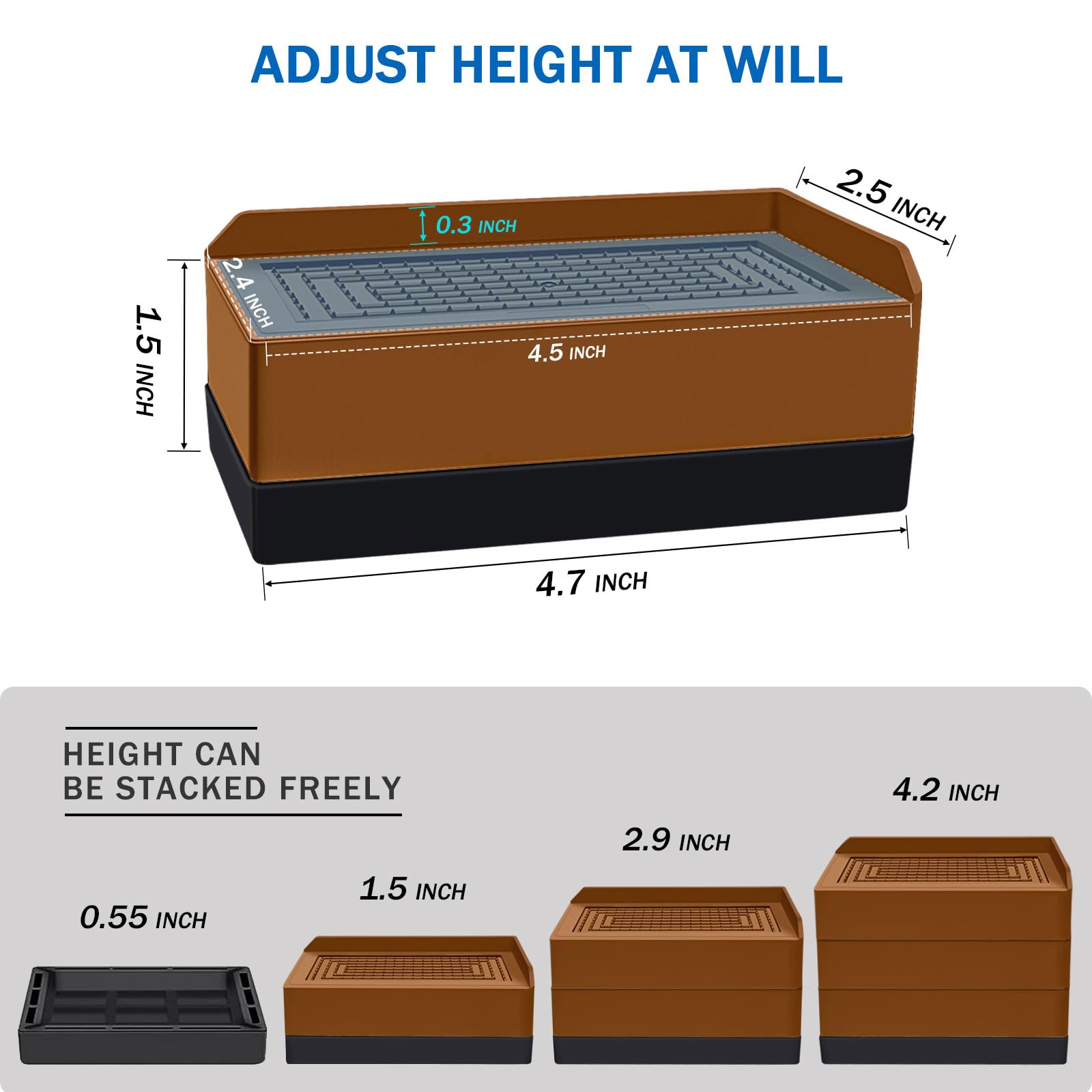 Annkut Furniture Risers 1.5 Inch, Rectangle Adjustable Risers Blocks For Bed Sofa Table And Couch Lifting,Heavy Duty Support Up
