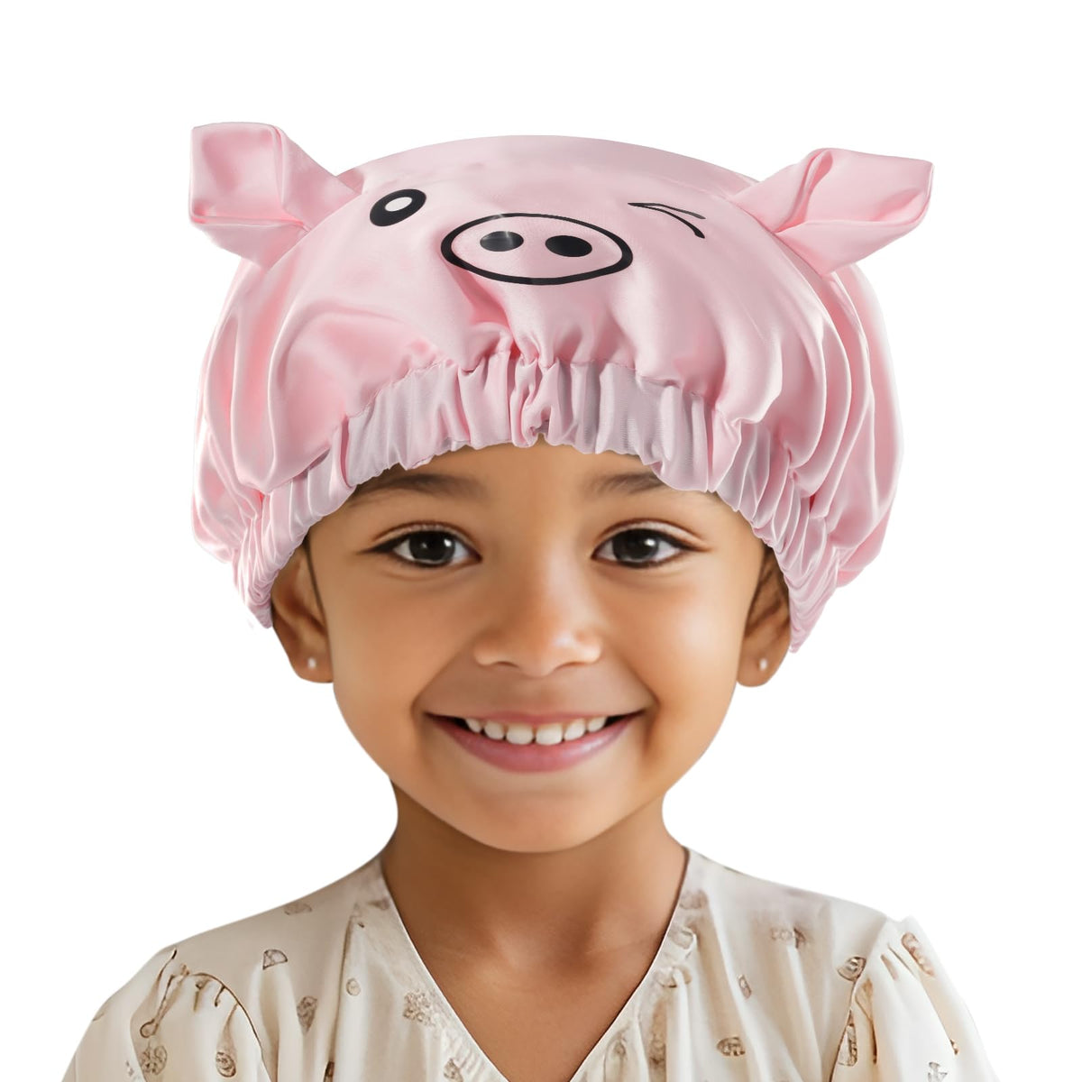 Lolalet Kids Bonnets for Girls, Adjustable Silk Baby Bonnet for Curly Hair Toddler Satin Cartoon Bonnet Cap with Elastic Band -P