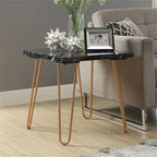 Acme Telestis 22" Square Marble Top End Table in Black and Gold