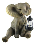 Things2Die4 Enchanting African Elephant Statue with Lantern- Adorable Porch and Garden Decor - 13.5 Inches High - Hand-Painted O