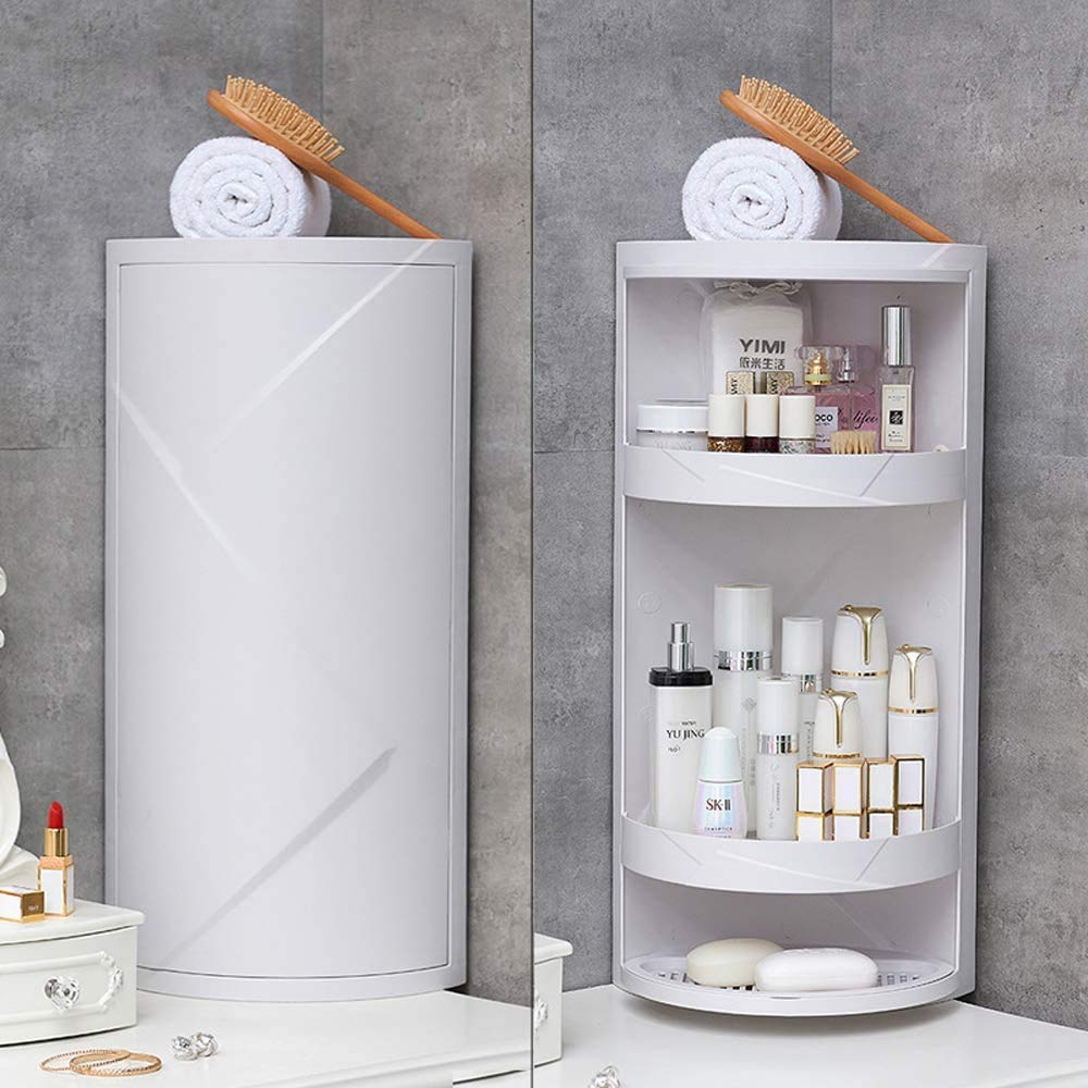 Matiko Bathroom Corner Shelf, 360 Degree Rotating Triangle Shelf, Multifunction Corner Locker Cosmetic Rotating Storage Cabinet