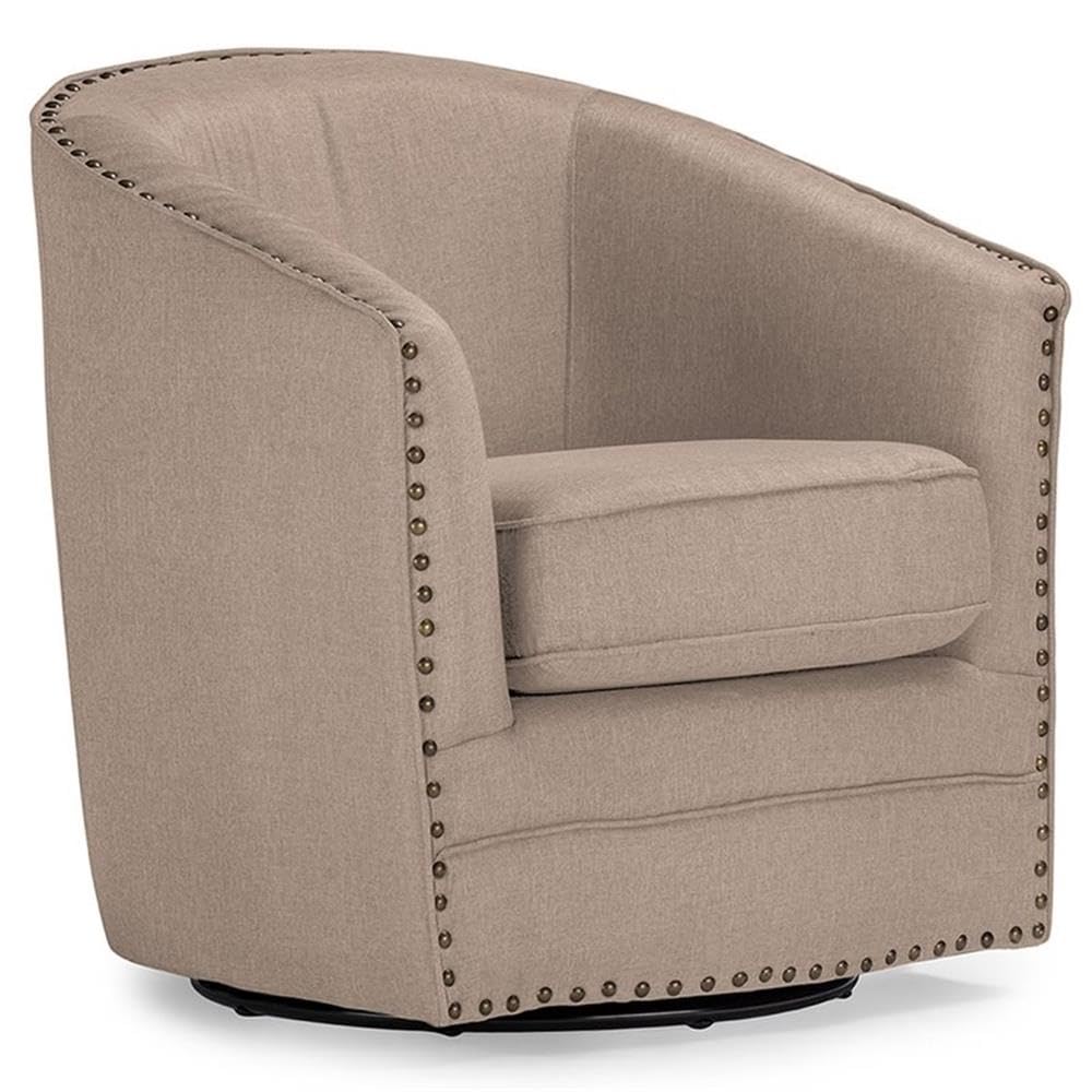 Wholesale Interiors Porter Classic Retro Fabric Upholstered Swivel Tub Chair, Beige