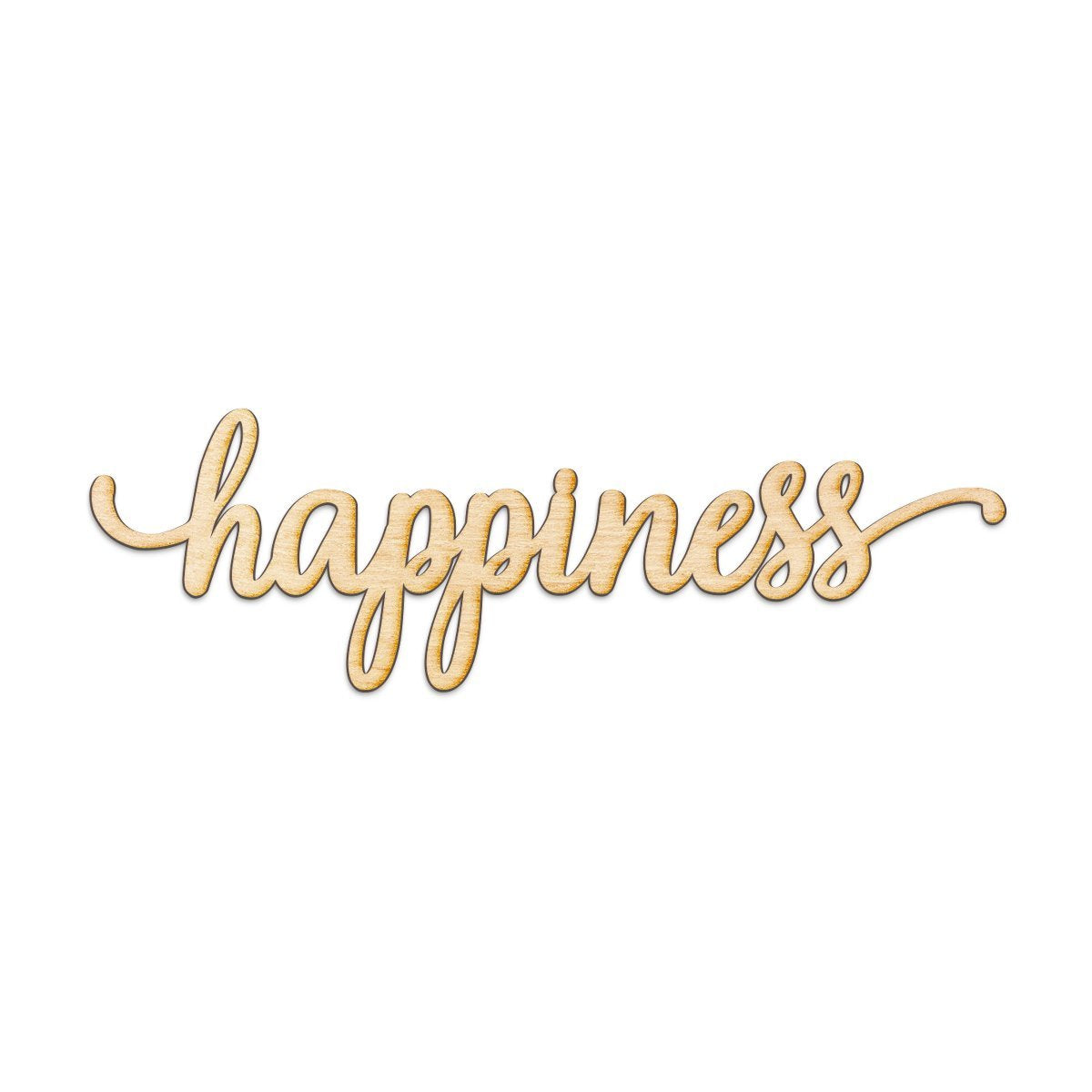 Woodums - Happiness Script Wooden Wall Art Decor, Unfinished Wood Sign for Family Room Decor, Charlie Script Letter Wood Cutout,