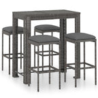 vidaXL Patio Bar Set with Cushions - 7 Piece, Poly Rattan, Gray, Garden Seating for Outdoor/Patio