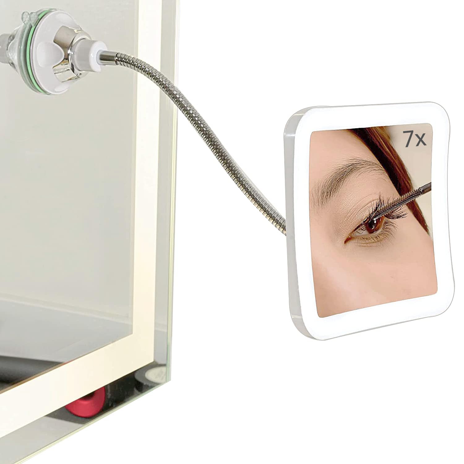 SunplusTrade Makeup Mirror with LED Lights and Magnification, Portable Cordless Design for Home and Travel with Flexible Goosene