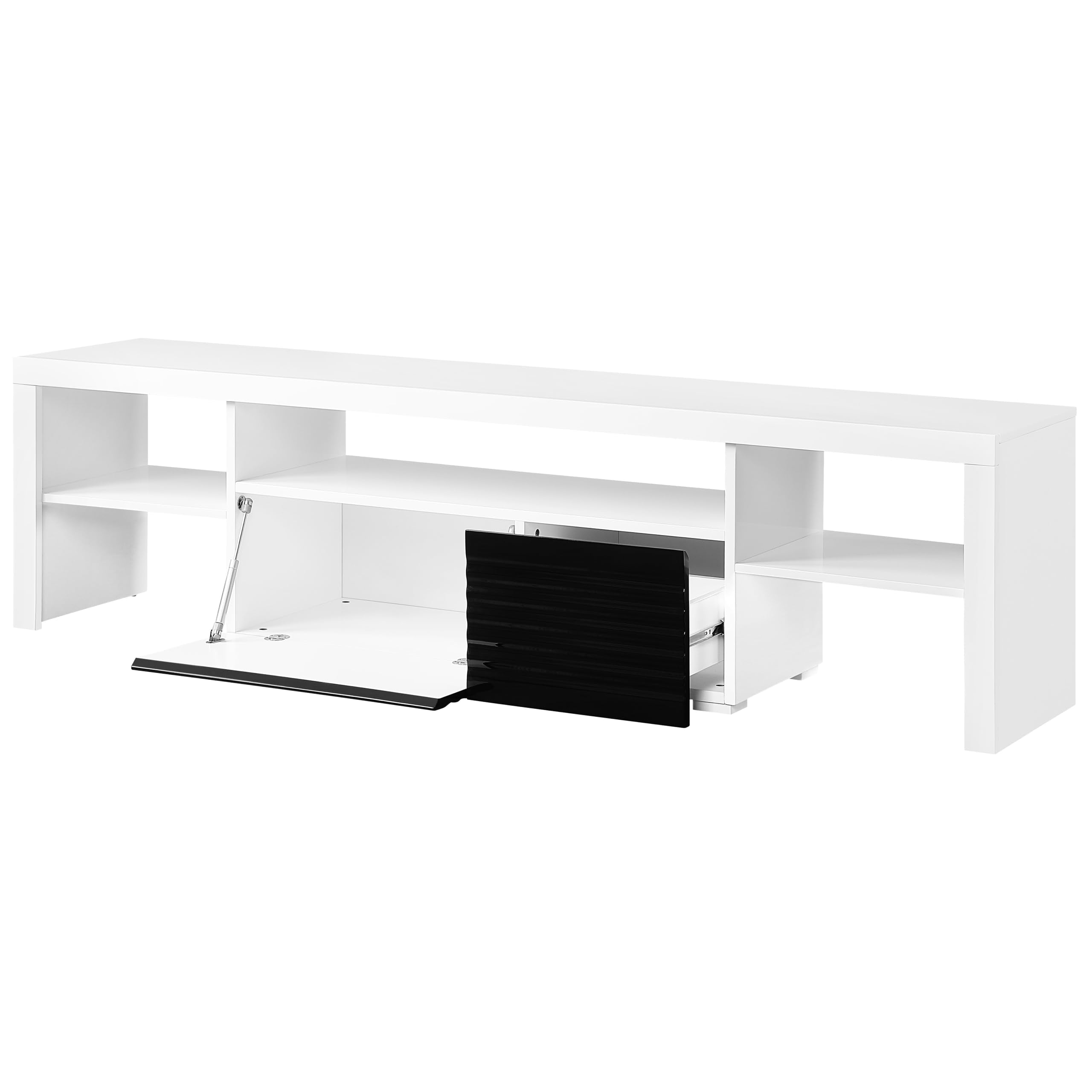 Acme Buck II Wooden TV Stand in White and Black High Gloss Finish