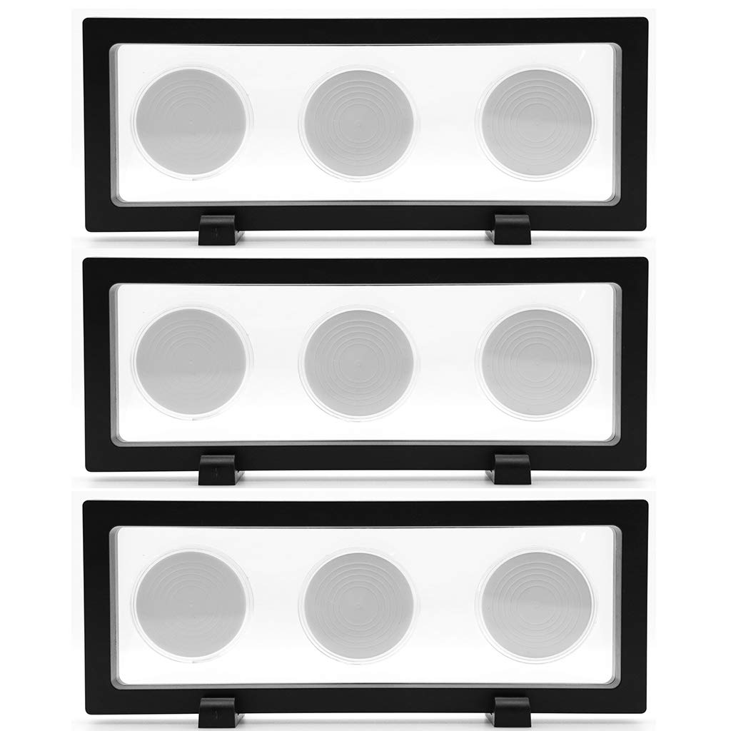 Skelang 3D Floating Display Case With 9 Coin Capsules, 9'  3.54'  0.75' Display Stand Holder Suspension Frame For Aa Medallio