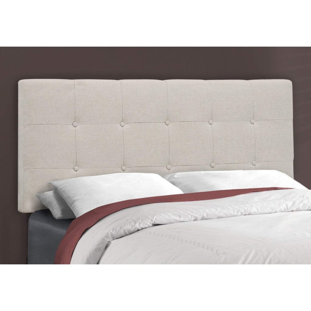 Monarch Specialties I 6020Q Bed, Queen Size, Platform, Bedroom, Frame, Upholstered, Linen Look, Wood Legs, Grey, Transitional