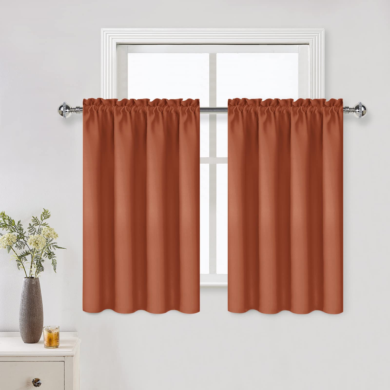 Dwcn Blackout Curtains Thermal Insulated, Energy Saving & Noise Reducing Bedroom And Living Room Curtains, Burnt Ochre, W 42X L