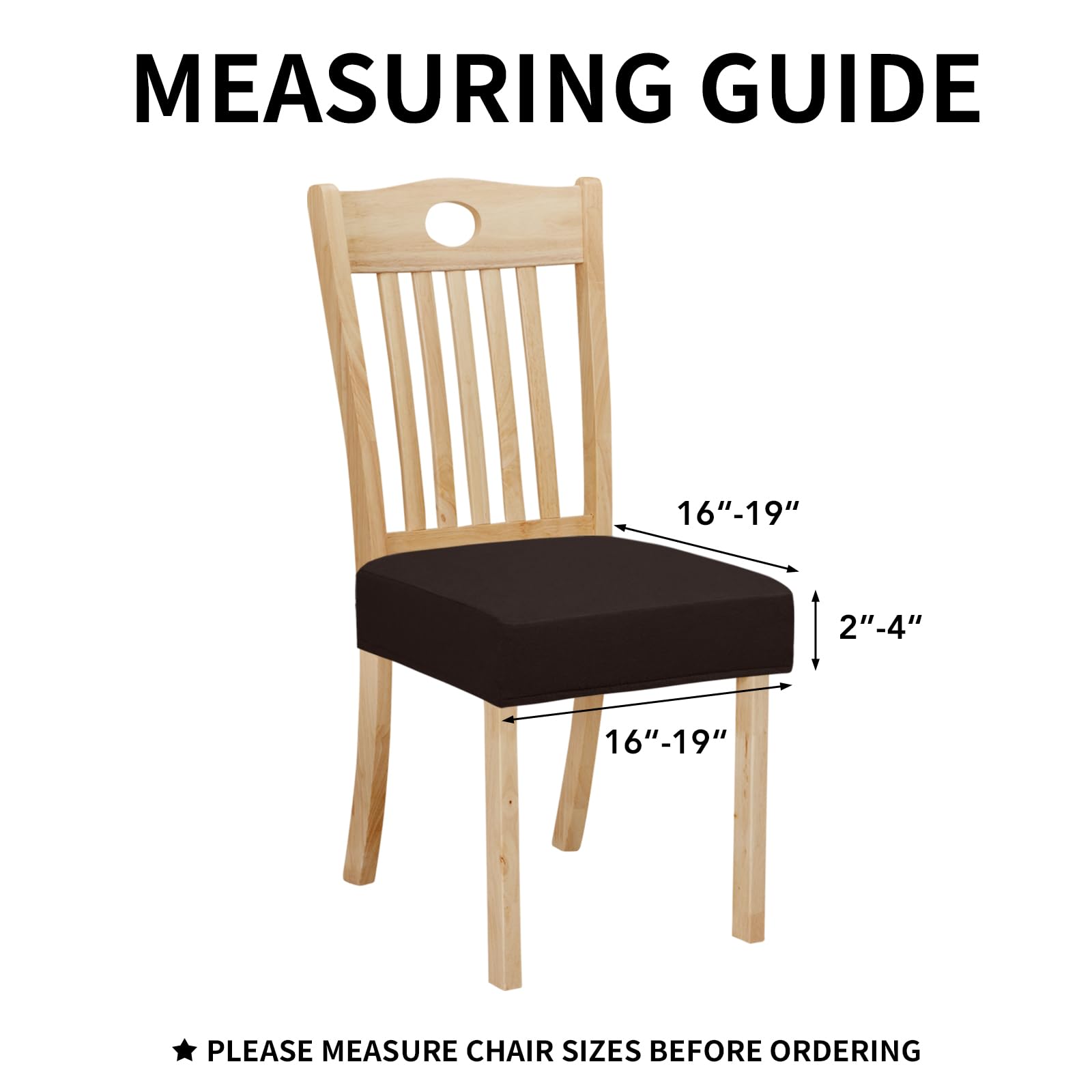 Easy-Going 100% Waterproof Seat Covers For Dining Room Chairs Set Of 2, Stretch Chair Seat Slipcovers Protector Removable And Washable Kitchen Dining Chair Covers, Chocolate