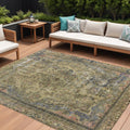8 X 10 Artichoke Green And Denim Blue Medallion Washable Indoor Outdoor Area Rug
