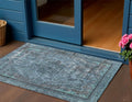 3 X 5 Blue And Gray Medallion Washable Indoor Outdoor Area Rug