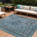 10 X 14 Blue And Gray Medallion Washable Indoor Outdoor Area Rug