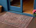 3 X 5 Pink And Mauve Medallion Washable Indoor Outdoor Area Rug
