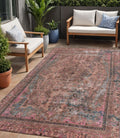 5 X 8 Pink And Mauve Medallion Washable Indoor Outdoor Area Rug
