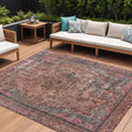 8 X 10 Pink And Mauve Medallion Washable Indoor Outdoor Area Rug