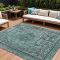 10 X 14 Teal Blue And Turquoise Medallion Washable Indoor Outdoor Area Rug