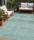 5 X 8 Aqua And Teal Blue Medallion Washable Indoor Outdoor Area Rug