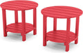 Yefu Adirondack Side Table, Double Outdoor Side Table, Poly Lumber End Table, Weather Resistant For Indoor, Patio, Pool, Porch, Backyard (Red, 2-Piece Round Side Table)