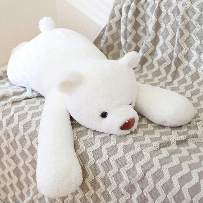 Snowolf Weighted Plush Throw Pillow, 23.6' White Bear, Super Cute Kawaii Plushie Polar Bear Hugging Toys Gifts For Boys Girls A