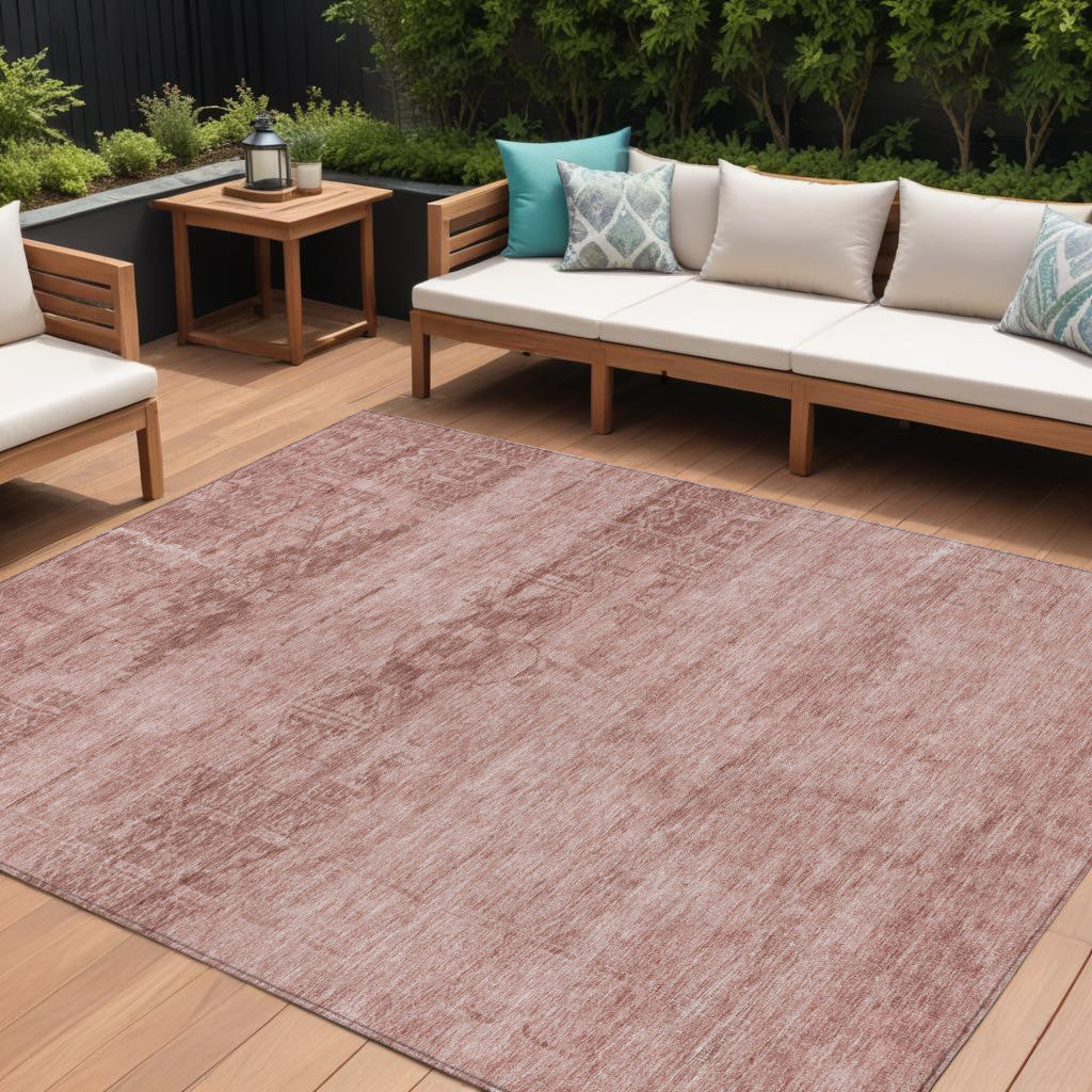 10 X 14 Blush And Mauve Medallion Washable Indoor Outdoor Area Rug
