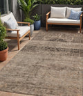5 X 8 Brown And Taupe Medallion Washable Indoor Outdoor Area Rug