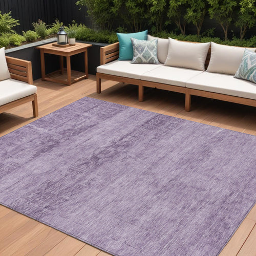 10 X 14 Plum And Purple Medallion Washable Indoor Outdoor Area Rug