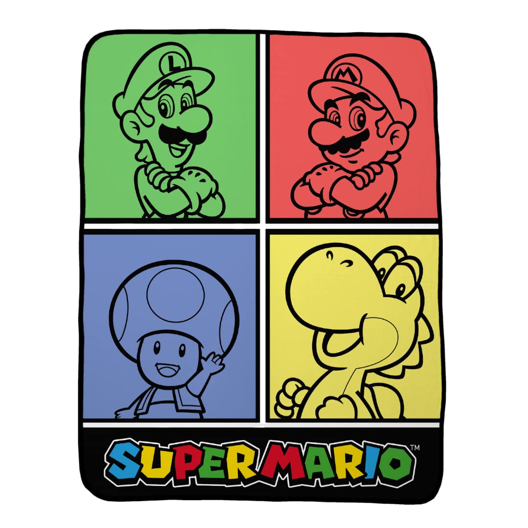 Franco Collectibles Super Mario Bedding Super Soft Micro Raschel Throw, 46 In X 60 In, (Official Licensed Product)