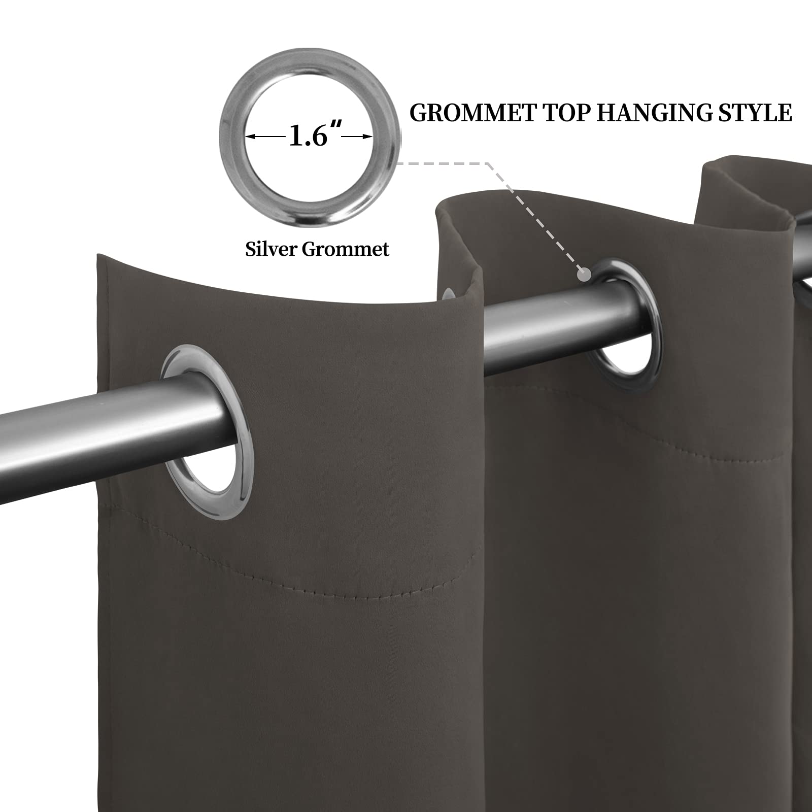 Easy-Going Blackout Curtains For Bedroom, Solid Thermal Insulated Grommet And Noise Reduction Window Drapes, Room Darkening Curtains For Living Room, 2 Panels(52X108 In,Taupe)