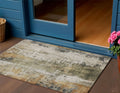 3 X 5 Olive Green And Ivory Abstract Washable Indoor Outdoor Area Rug