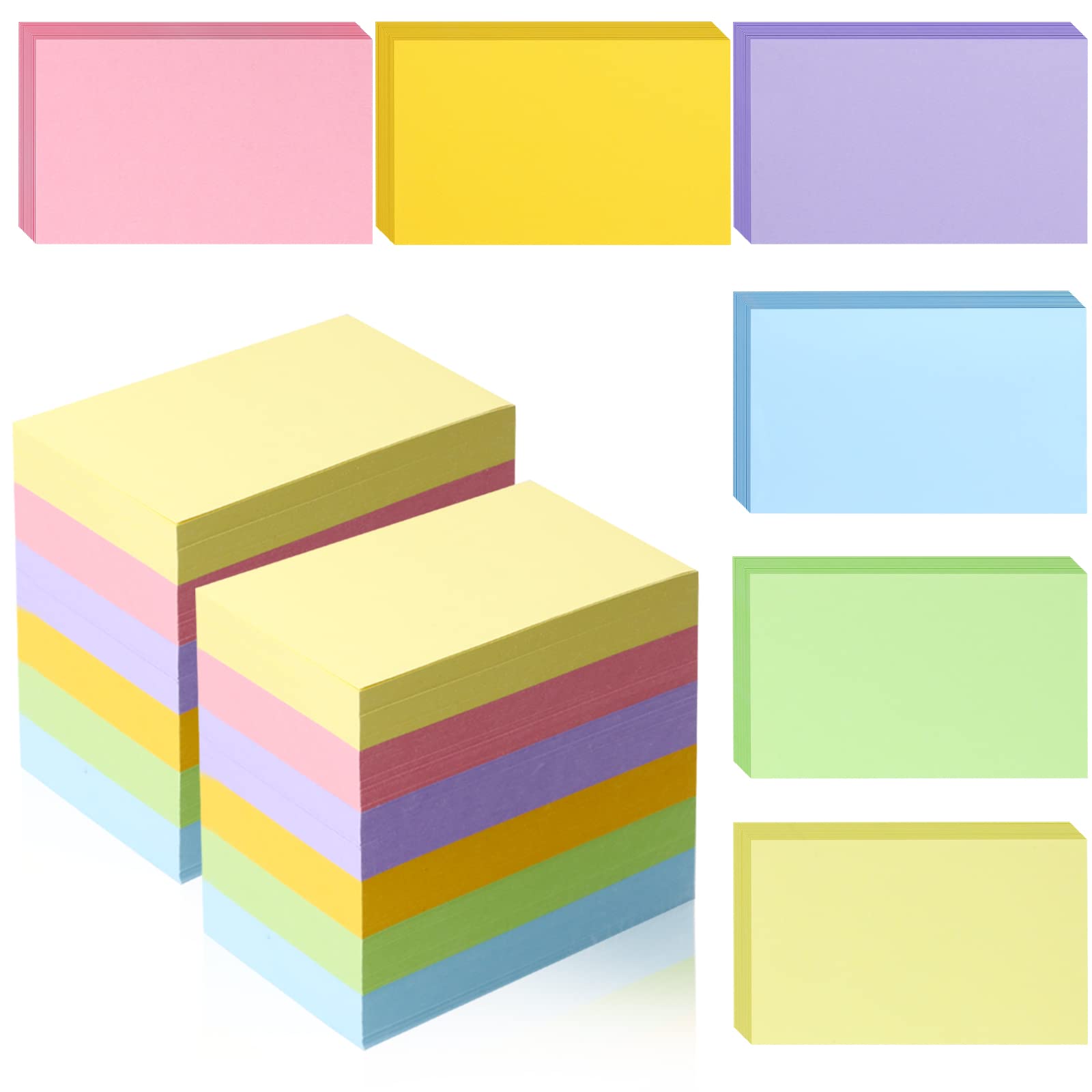 Tecmisse 1200 Pcs Blank Index Cards, 3X5 Inches Colored Index Card, Note Cards, Study Cards Flash Cards For School, Learning, Me