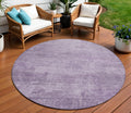 8 Lavender And Plum Round Abstract Washable Indoor Outdoor Area Rug
