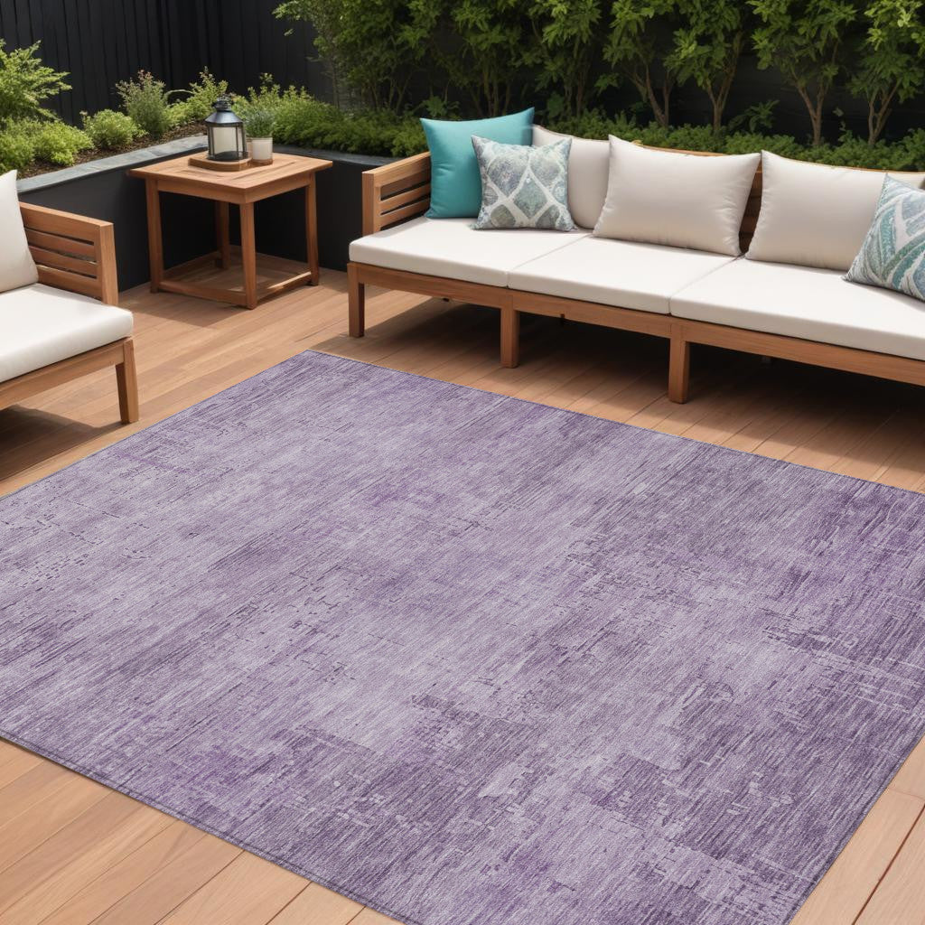 9 X 12 Lavender And Plum Abstract Washable Indoor Outdoor Area Rug