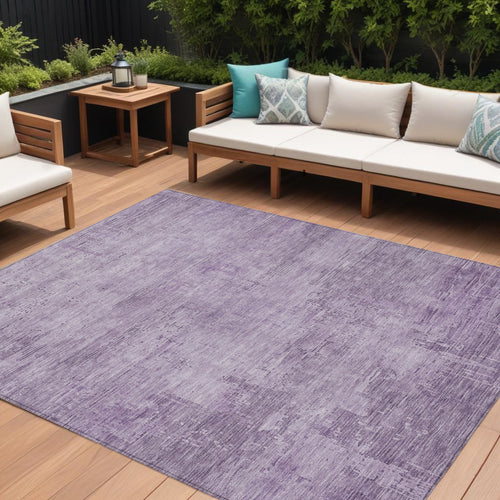 10 X 14 Lavender And Plum Abstract Washable Indoor Outdoor Area Rug
