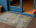 3 X 5 Pewter And Wheat Abstract Washable Indoor Outdoor Area Rug