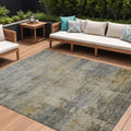 9 X 12 Pewter And Wheat Abstract Washable Indoor Outdoor Area Rug