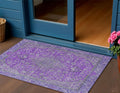 3 X 5 Purple And Gray Medallion Washable Indoor Outdoor Area Rug