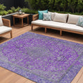 9 X 12 Purple And Gray Medallion Washable Indoor Outdoor Area Rug