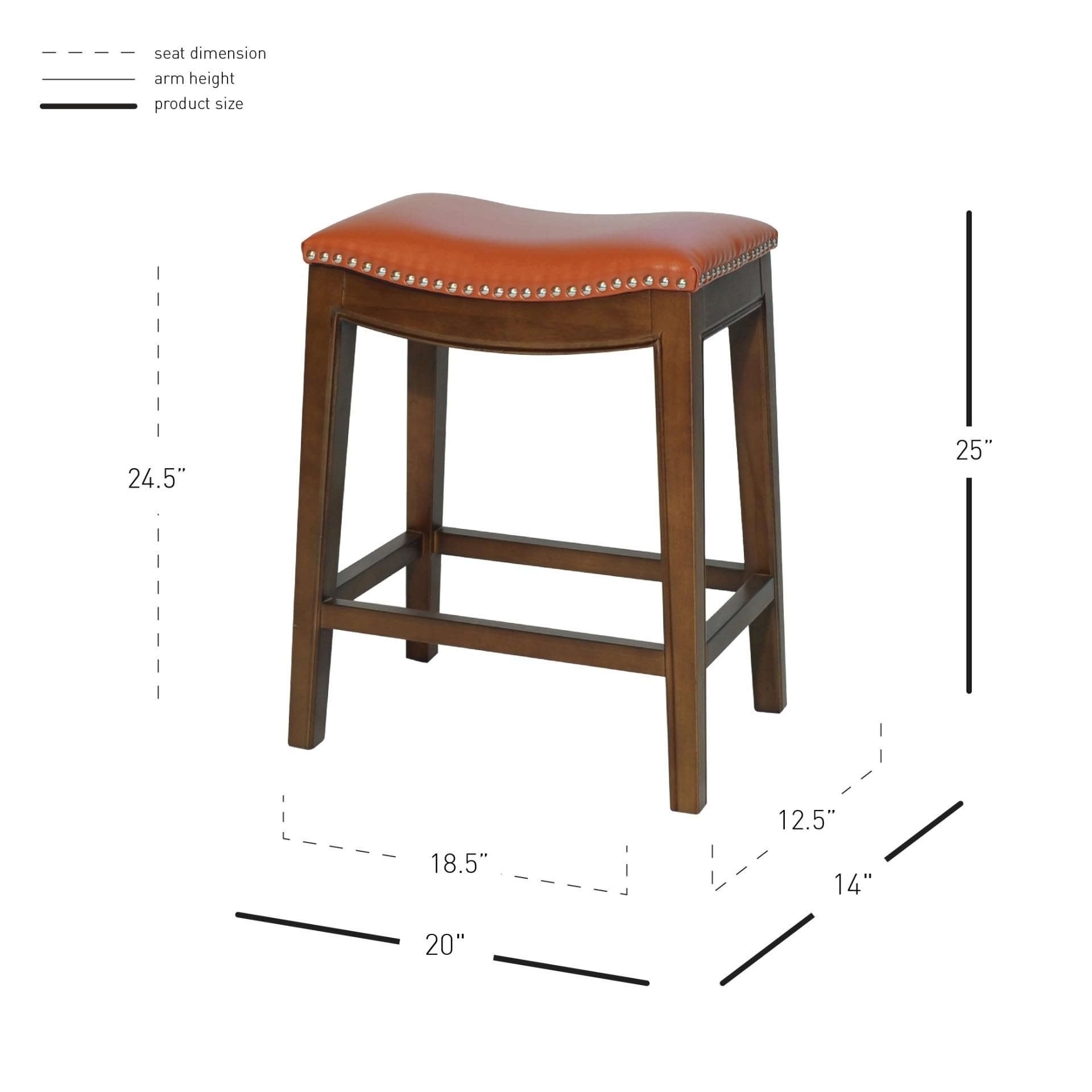 New Pacific Direct Elmo Bonded Leather Counter Stool, Pumpkin