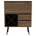 Thistle Bar Cabinet with 2 Drawers, 4 Double Racks, Single Cabinet, and 2 Shelves, Mahogany/Black