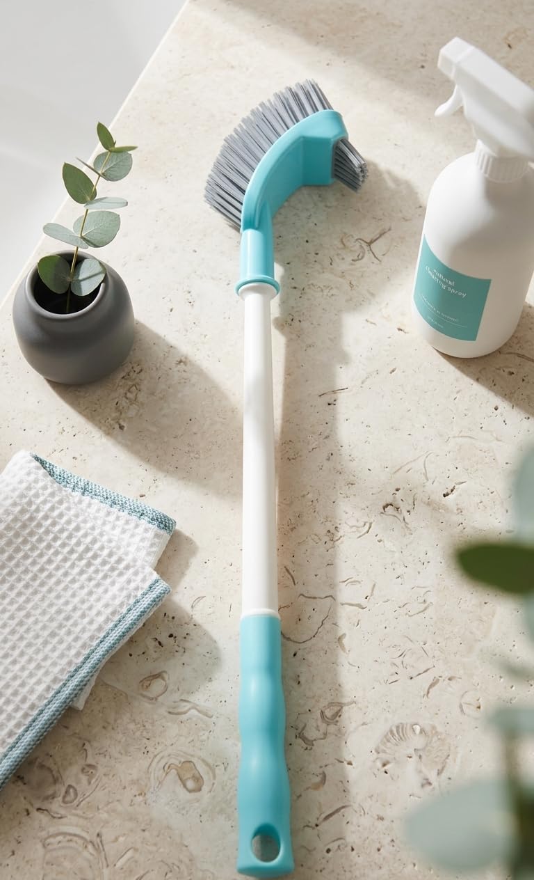 Flexible Silicone Toilet Brush with Long Handle and UnderRim Scrubber  Hygienic, NonScratch Bristles for Deep Bathroom Cleani