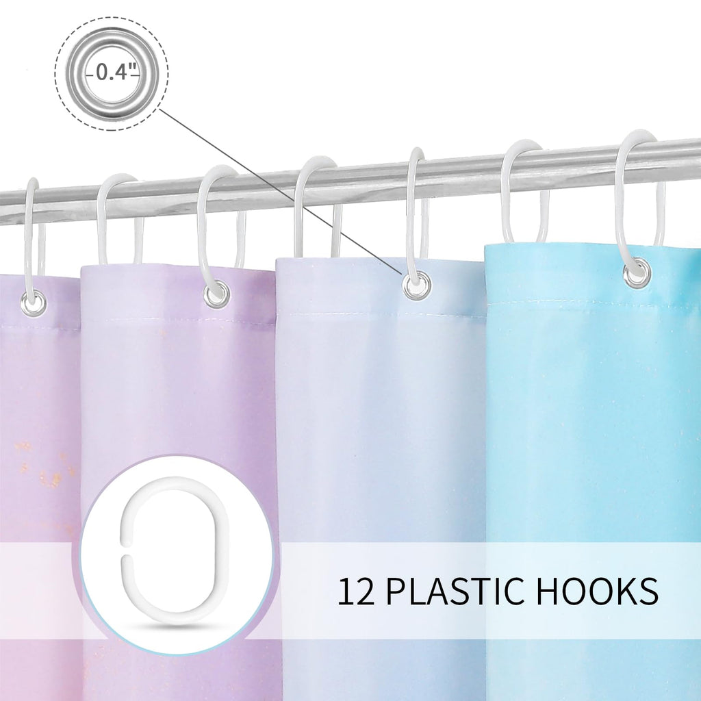 Gibelle Long Fabric Shower Curtain 72 X 78, Tall Abstract Marble Shower Curtain, Pink Turquoise Modern Ink Art Waterproof Fabric
