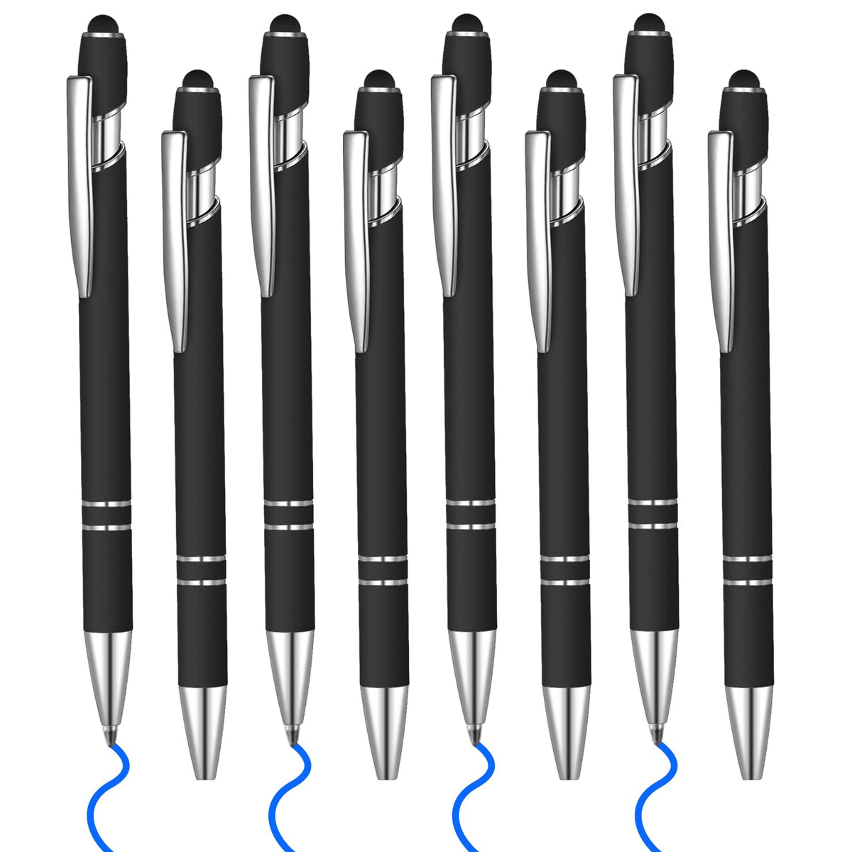 8 Pcs Blue Ink Ballpoint Pen With Stylus Tip 2 In 1 Stylus Ballpoint Pen Metal Pens Stylus Pen For Touch Screens School Office C