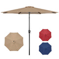 Simple Deluxe 10' Patio Umbrella Outdoor Table Market Yard Umbrella With Easy Push Button Tilt/Crank, Table Compatible, Tan