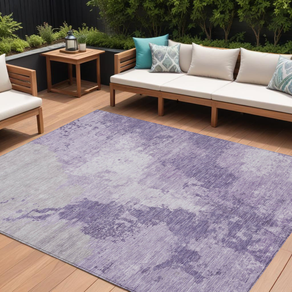 9 X 12 Plum And Purple Abstract Washable Indoor Outdoor Area Rug