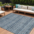 10 X 14 Blue And Gray Oriental Washable Indoor Outdoor Area Rug